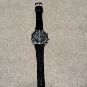 Black Multi-Function Fossil Watch with Black Plastic Band Fossil | Accessories | Black Multifunction Fossil Watch With  main image 2